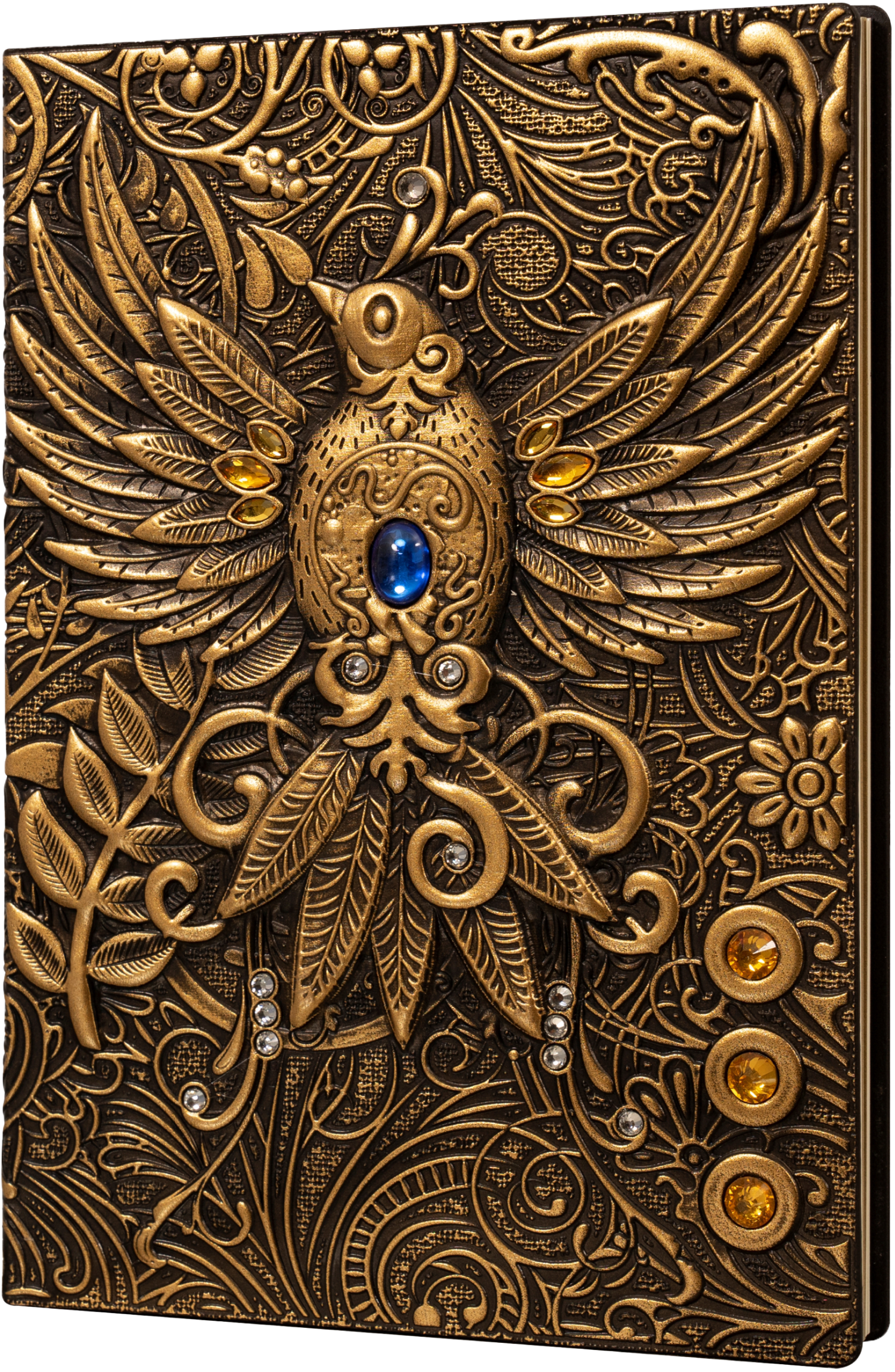 3D Faux-Leather Notebook/Journal Gold Phoenix